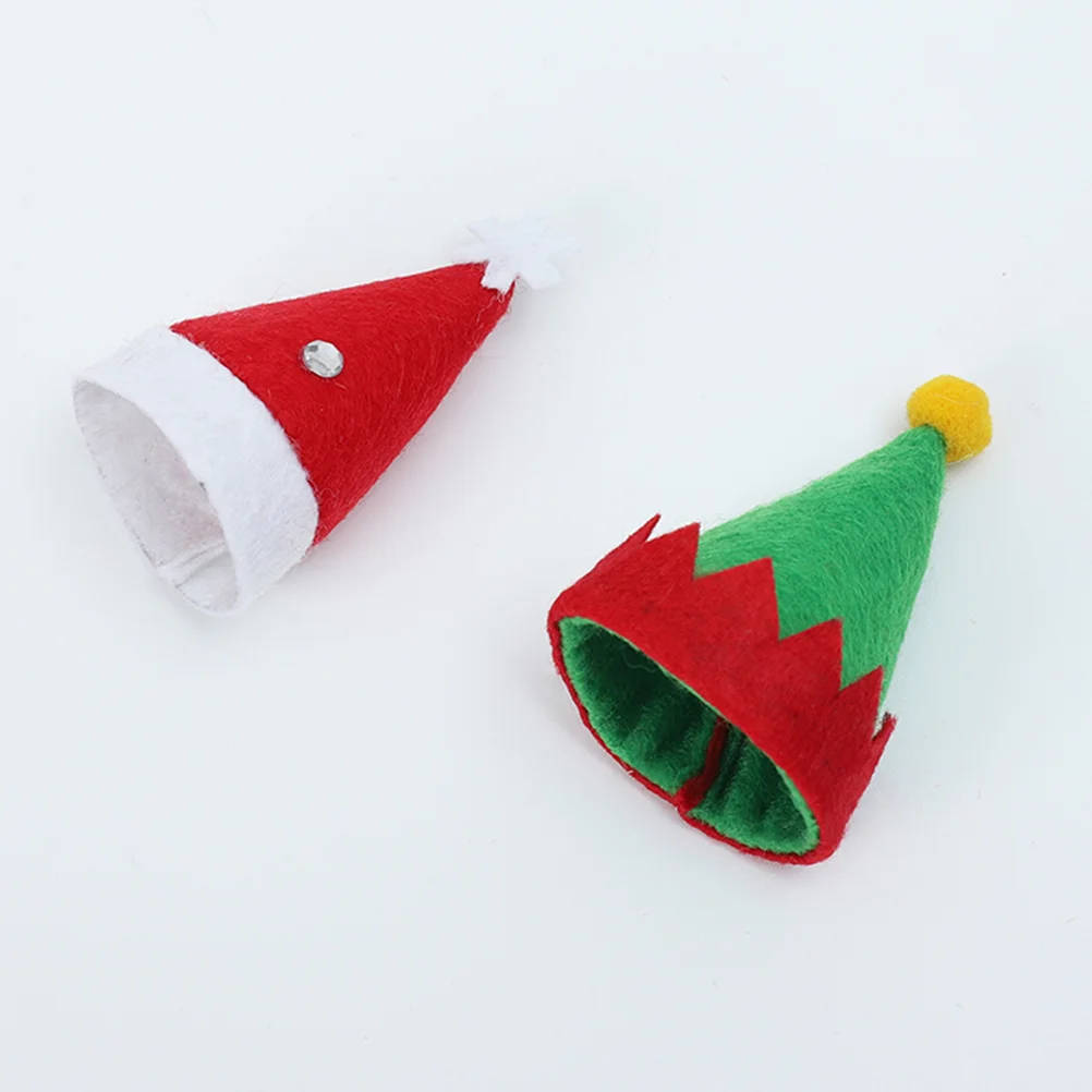 

6pcs Mini Christmas Caps Lollipop Hats Decors Nonwoven Candy Packing Hats Christmas Supplies for Home Shop Store
