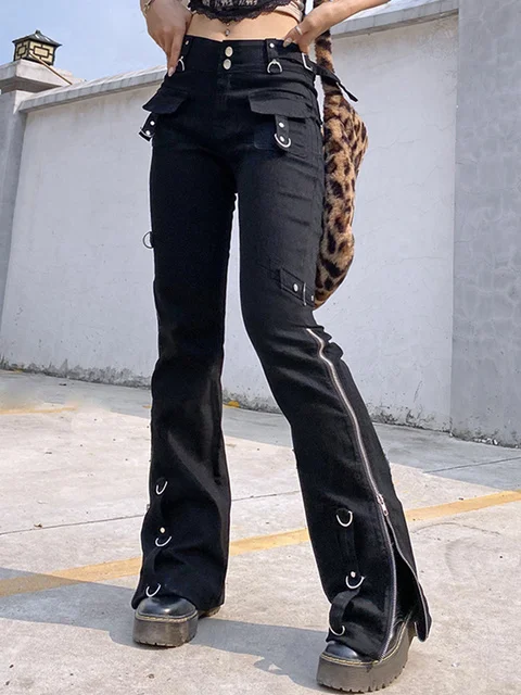 Hot sale Gothic Low Waist Black Punk Denim Pants Women Fashion Zip Up Split Casual Jeans Streetwear Harajuku 90s Hip Hop Trouser
Hot sale Gothic Low Waist Black Punk Denim Pants Women Fashion Zip Up Split Casual Jeans Streetwear Harajuku 90s Hip Hop Trouser