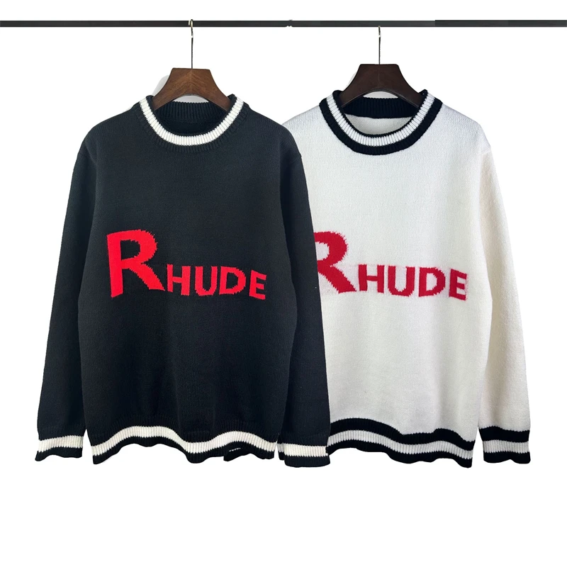 Y2k Red Rhude Letter Jacquard Sweater Men Women 1:1 High Quality Oversized Casual Sweatshirts Clothing 
Y2k Red Rhude Letter Jacquard Sweater Men Women 1:1 High Quality Oversized Casual Sweatshirts Clothing