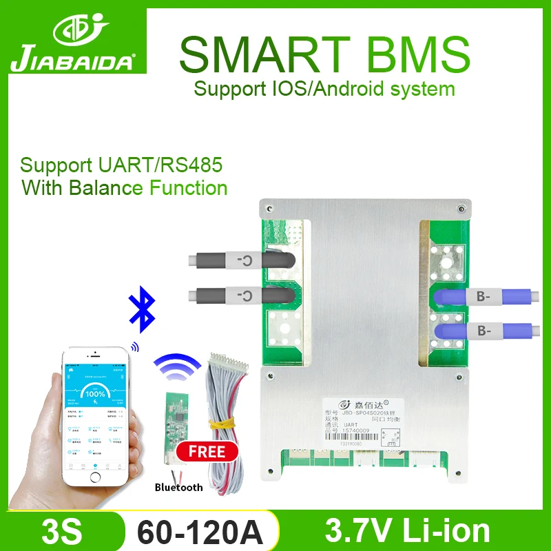 JBD Smart Bms 12V 3S Lifepo4 LI-ION 100A 18650 Batttery 60A 80A 120A with Balance Ebike Battery Management System JIABAIDA Bms
JBD Smart Bms 12V 3S Lifepo4 LI-ION 100A 18650 Batttery 60A 80A 120A with Balance Ebike Battery Management System JIABAIDA Bms