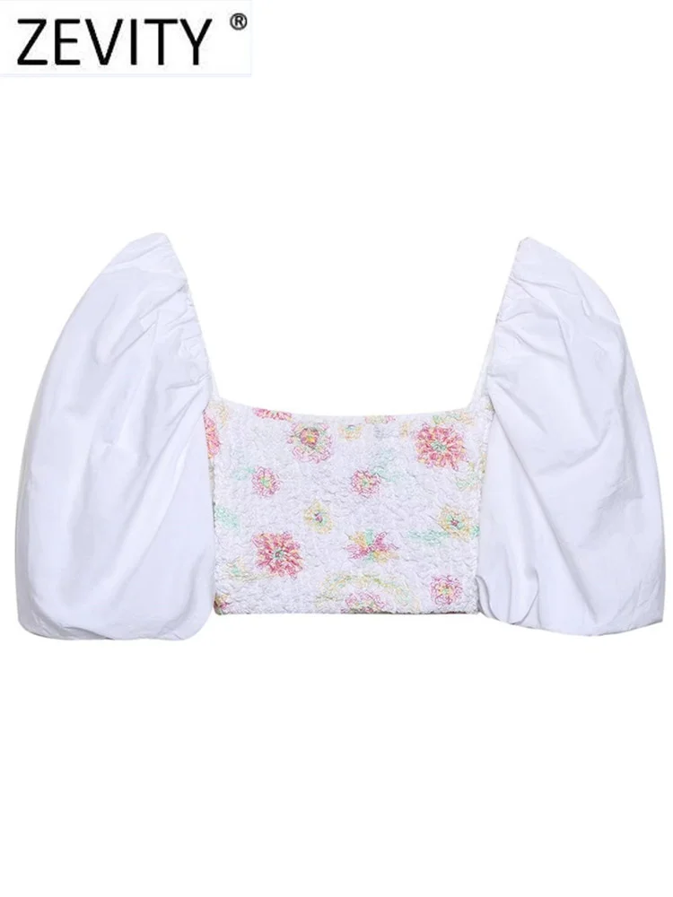 Zevity Women Fashion Square Collar Puff Sleeve Floral Print Short Smock Blouse Female Elastic Slim Shirt Chic Crop Tops LS1260
Zevity Women Fashion Square Collar Puff Sleeve Floral Print Short Smock Blouse Female Elastic Slim Shirt Chic Crop Tops LS1260