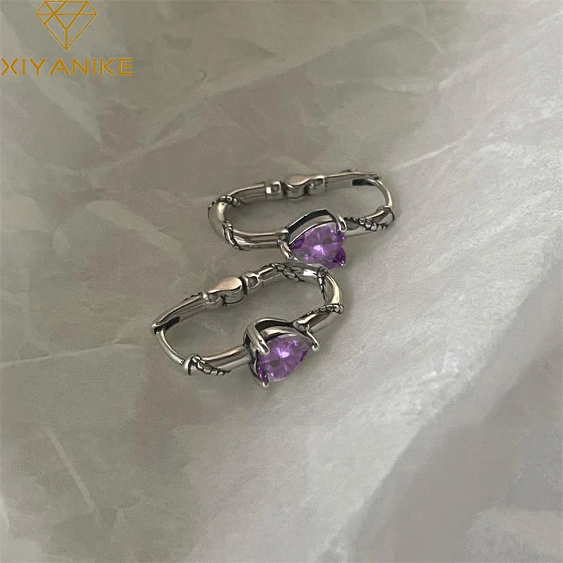 XIYANIKE Sweet Cool Purple Crystal Love Ear Buckle Hoop Earrings For Women Girl Fashion New Jewelry Gift Party серьги женские
XIYANIKE Sweet Cool Purple Crystal Love Ear Buckle Hoop Earrings For Women Girl Fashion New Jewelry Gift Party серьги женские