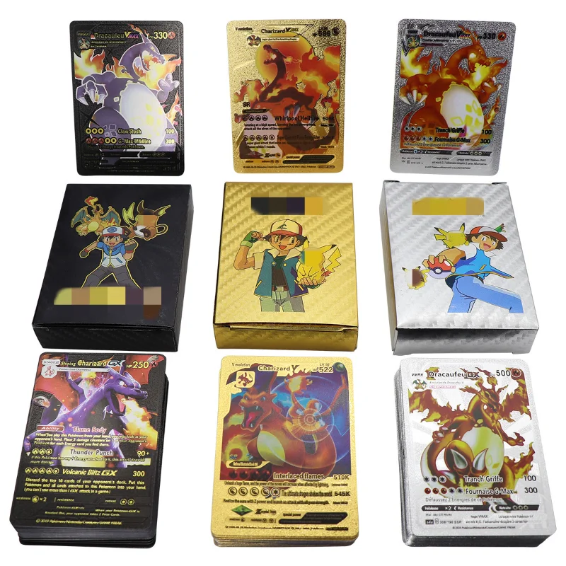 10-55pcs Pokemon Gold Foil Cards Collector Pikachu Charizard Mewtwo English/French/German/Spain Gold/Silver/Black Foil Cards
10-55pcs Pokemon Gold Foil Cards Collector Pikachu Charizard Mewtwo English/French/German/Spain Gold/Silver/Black Foil Cards