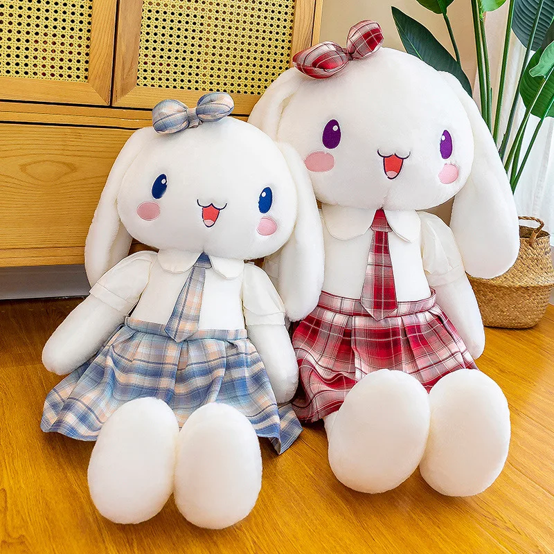 

Zqswkl 50/65/80 см, плюшевый кролик, игрушка для пар, клетчатое платье, кролик, кукла, подарок девочке на день рождения, кавайные мягкие игрушки