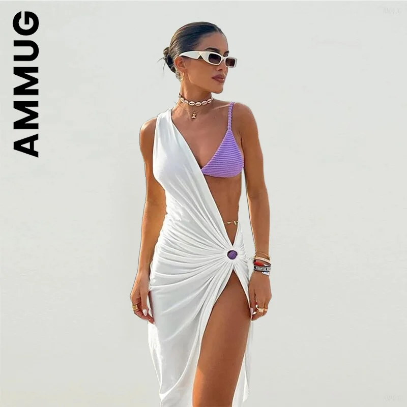 Ammug One Shoulder Sleeveless 2022 Summer Hollow Out Women Midi Beach Dress White Y2K Sexy Dresses Bodycon Party Nightclub
Ammug One Shoulder Sleeveless 2022 Summer Hollow Out Women Midi Beach Dress White Y2K Sexy Dresses Bodycon Party Nightclub