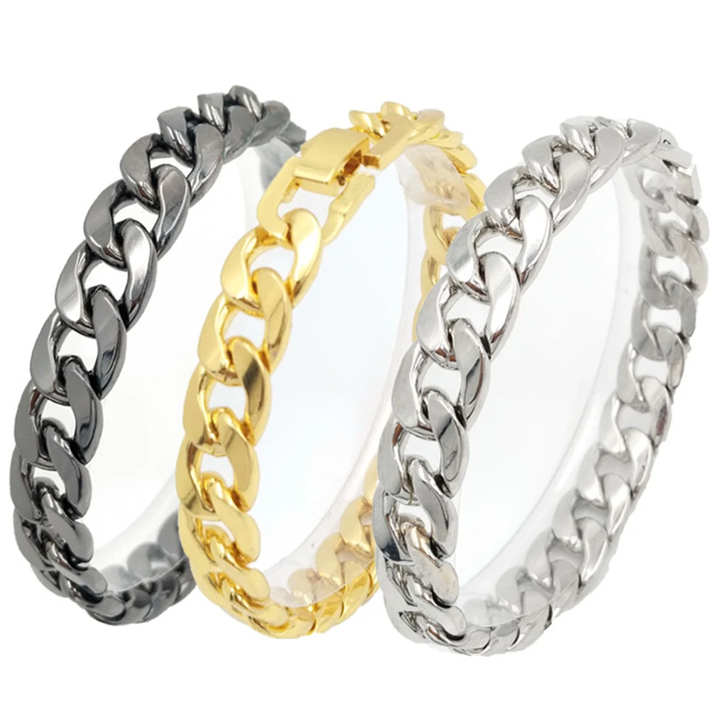 Mens Simple Punk Stainless Steel Curb Cuban Link Chain Bracelets for Women Steel Color Black Gold Bracelet Luxury Jewelry Gifts
Mens Simple Punk Stainless Steel Curb Cuban Link Chain Bracelets for Women Steel Color Black Gold Bracelet Luxury Jewelry Gifts