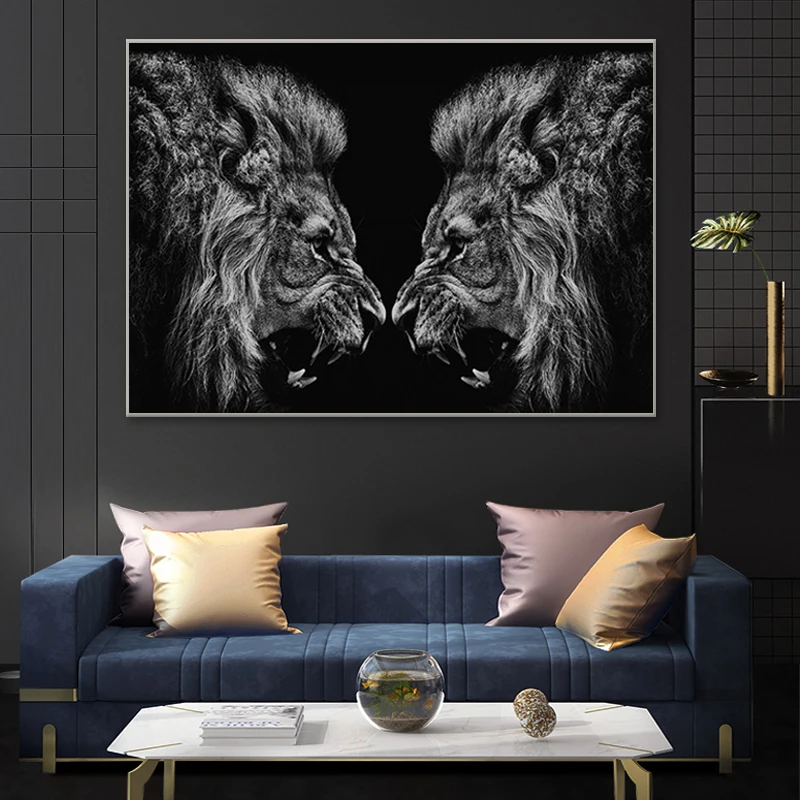 Two Lions Posters and Prints African Wild Animal Canvas Painting Black Lion Art Pictures On the Wall Modern Home Decor Murals
Two Lions Posters and Prints African Wild Animal Canvas Painting Black Lion Art Pictures On the Wall Modern Home Decor Murals