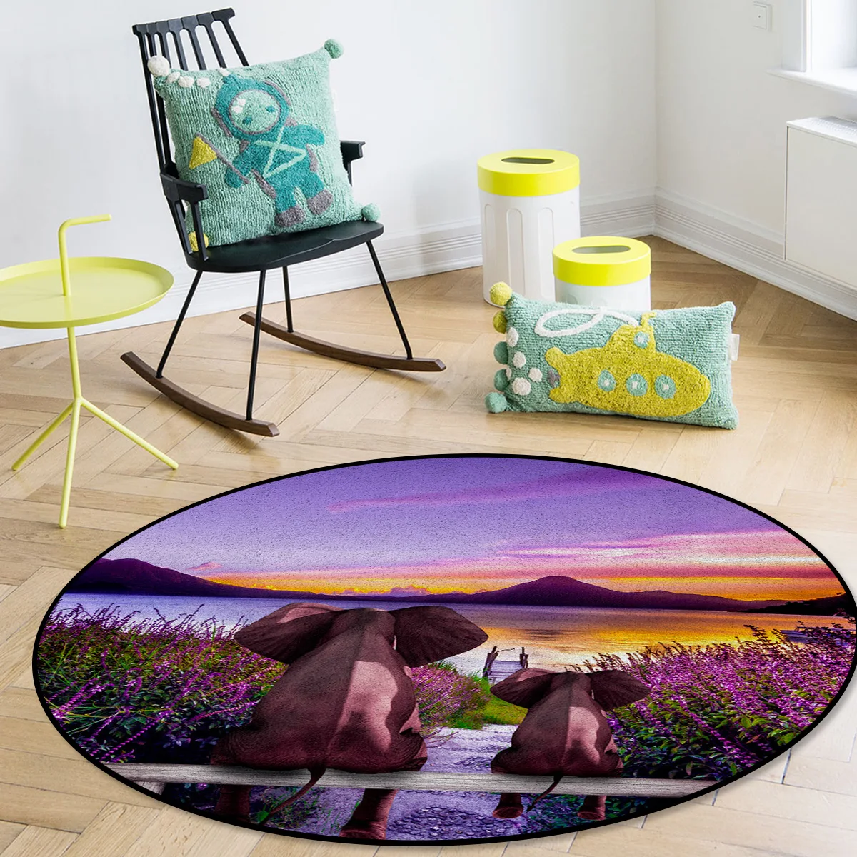 Elephant Lavender Flowers Sunset Round Carpets for Entrance Home Decoration Carpet for Bedroom Rug In The Living Room
Elephant Lavender Flowers Sunset Round Carpets for Entrance Home Decoration Carpet for Bedroom Rug In The Living Room