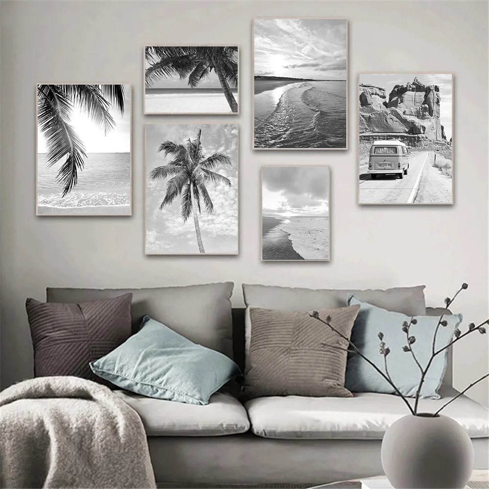 Black And White Canvas Poster Palm Tree Wall Art Print Painting Beach Wave Scenery Posters Nordic Wall Pictures Home Decoration
Black And White Canvas Poster Palm Tree Wall Art Print Painting Beach Wave Scenery Posters Nordic Wall Pictures Home Decoration