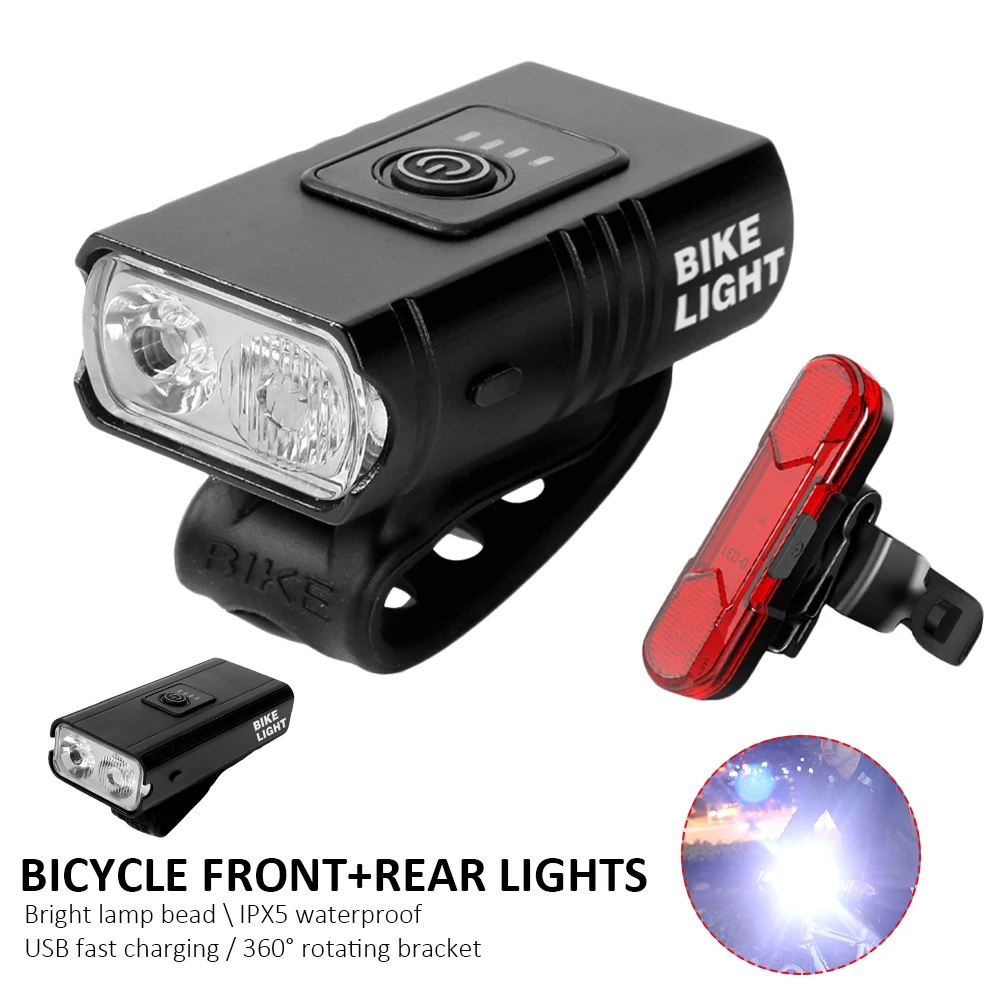 T6 LED Bike Light Bicycle Front Rear Lights USB Rechargeable Headlight Cycling Front Taillight Bike Accessories
T6 LED Bike Light Bicycle Front Rear Lights USB Rechargeable Headlight Cycling Front Taillight Bike Accessories