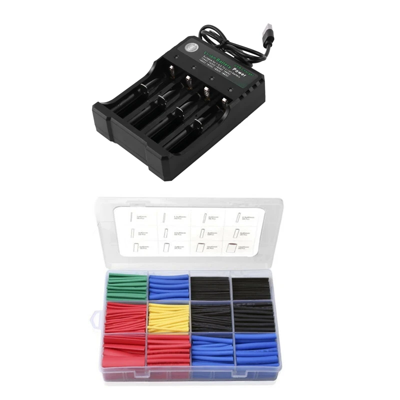 4-Slot Battery Charger Li-Ion USB Smart Fast Charger With 560Pcs Heat Shrink Tubing Insulation Shrinkable Tube
4-Slot Battery Charger Li-Ion USB Smart Fast Charger With 560Pcs Heat Shrink Tubing Insulation Shrinkable Tube