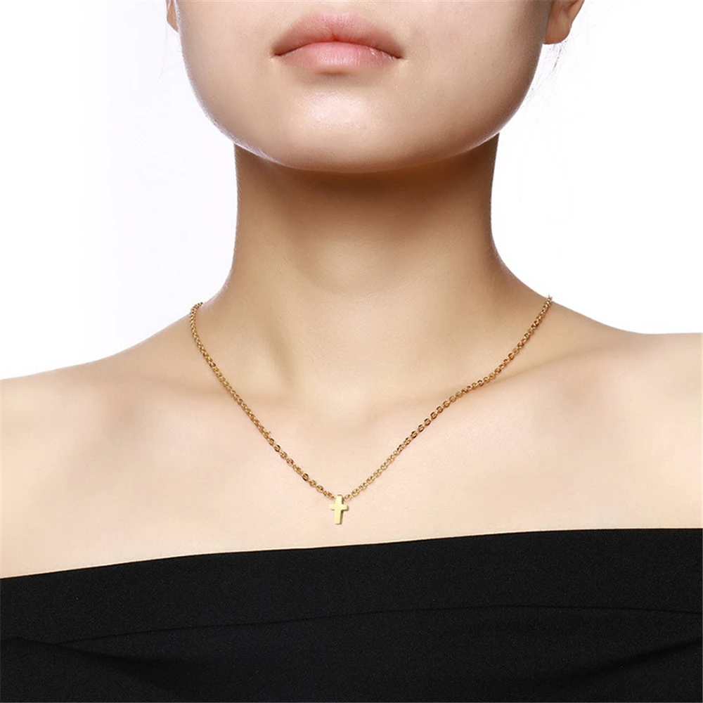 Gold Cross Necklace For Women Tiny Small Jesus Cross Pendants Simple Female Gold Color Stainless Steel Fashion Jewelry Gift
Gold Cross Necklace For Women Tiny Small Jesus Cross Pendants Simple Female Gold Color Stainless Steel Fashion Jewelry Gift