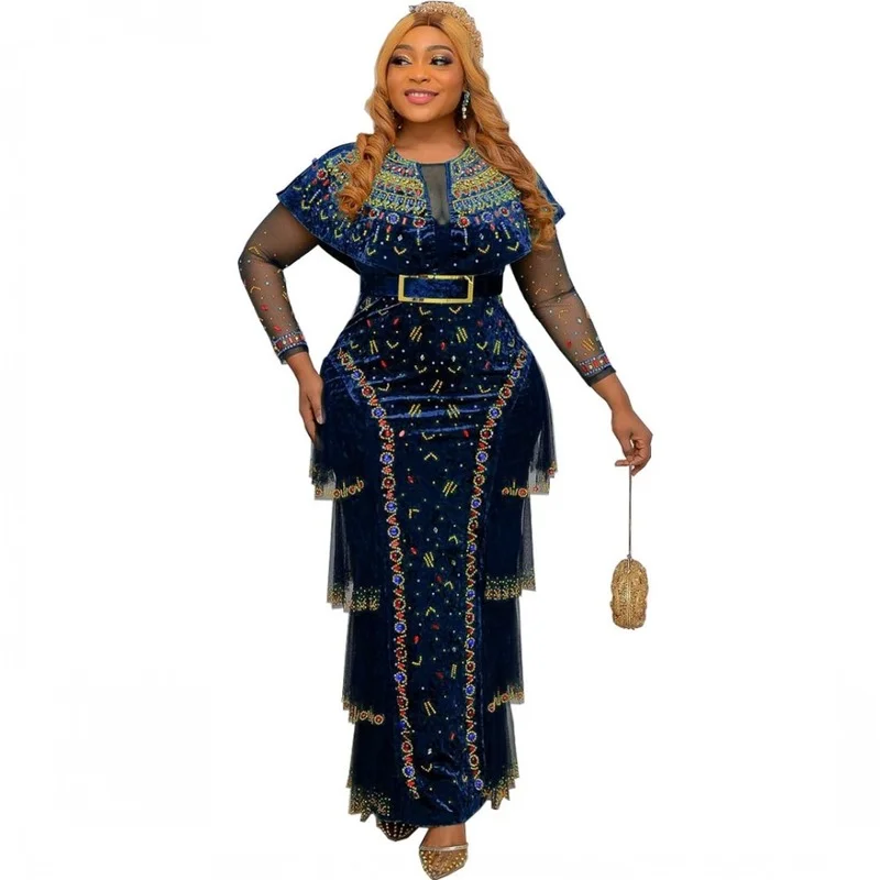 African Dresses For Women Diamonds Beaded Long Sleeve Spring Autumn Fashion Elegant Velvet Dress Africa Robe Party Vestidos
African Dresses For Women Diamonds Beaded Long Sleeve Spring Autumn Fashion Elegant Velvet Dress Africa Robe Party Vestidos