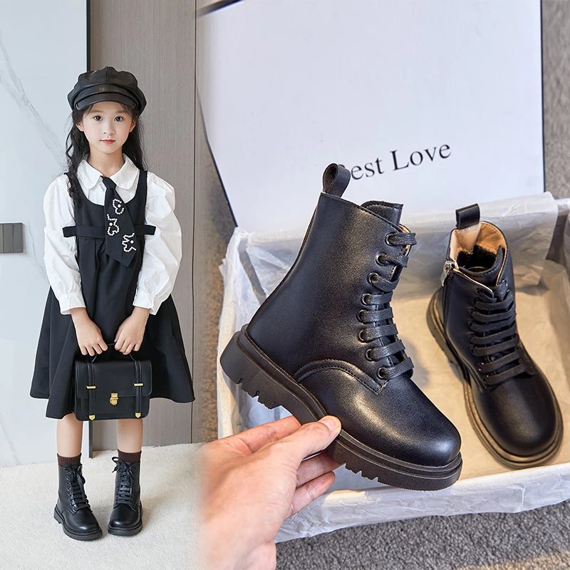 New Children Shoes Girls Martin Boots Student Casual Black Short Plush Baby Toddler Kids Warm Leather Boots 019
New Children Shoes Girls Martin Boots Student Casual Black Short Plush Baby Toddler Kids Warm Leather Boots 019