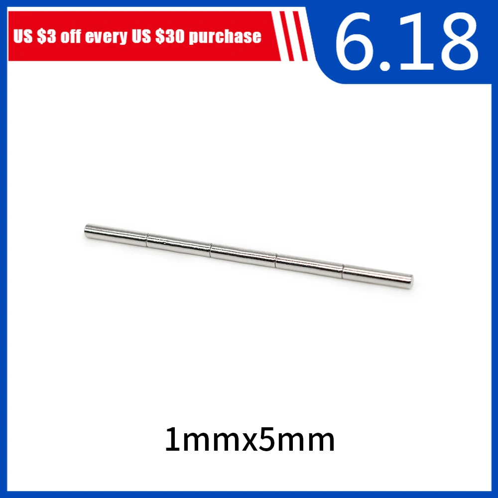 50-2000Pcs 1x5 Neodymium Magnet 1mm x 5mm N35 NdFeB Block Super Powerful Strong Permanent Magnet for Sound Field Electronics
50-2000Pcs 1x5 Neodymium Magnet 1mm x 5mm N35 NdFeB Block Super Powerful Strong Permanent Magnet for Sound Field Electronics