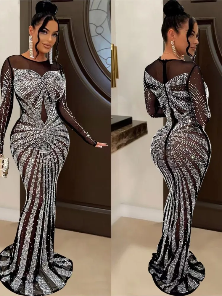 Dresses Women 2023 Sexy Rhinestone Crystal Mesh See Through Maxi Dress Sparkle Dimonds Birthday Night Clubwear Long Party y2k
Dresses Women 2023 Sexy Rhinestone Crystal Mesh See Through Maxi Dress Sparkle Dimonds Birthday Night Clubwear Long Party y2k