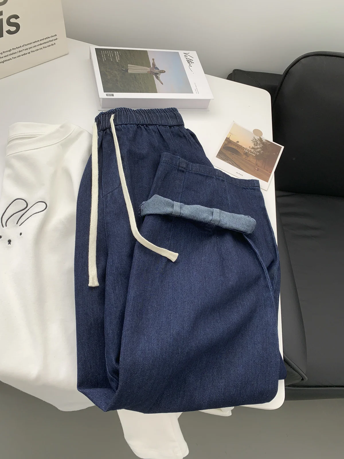 dark blue jeans daddy pants for women loose thin spring summer fashion drawstring casual wide leg jeans
dark blue jeans daddy pants for women loose thin spring summer fashion drawstring casual wide leg jeans