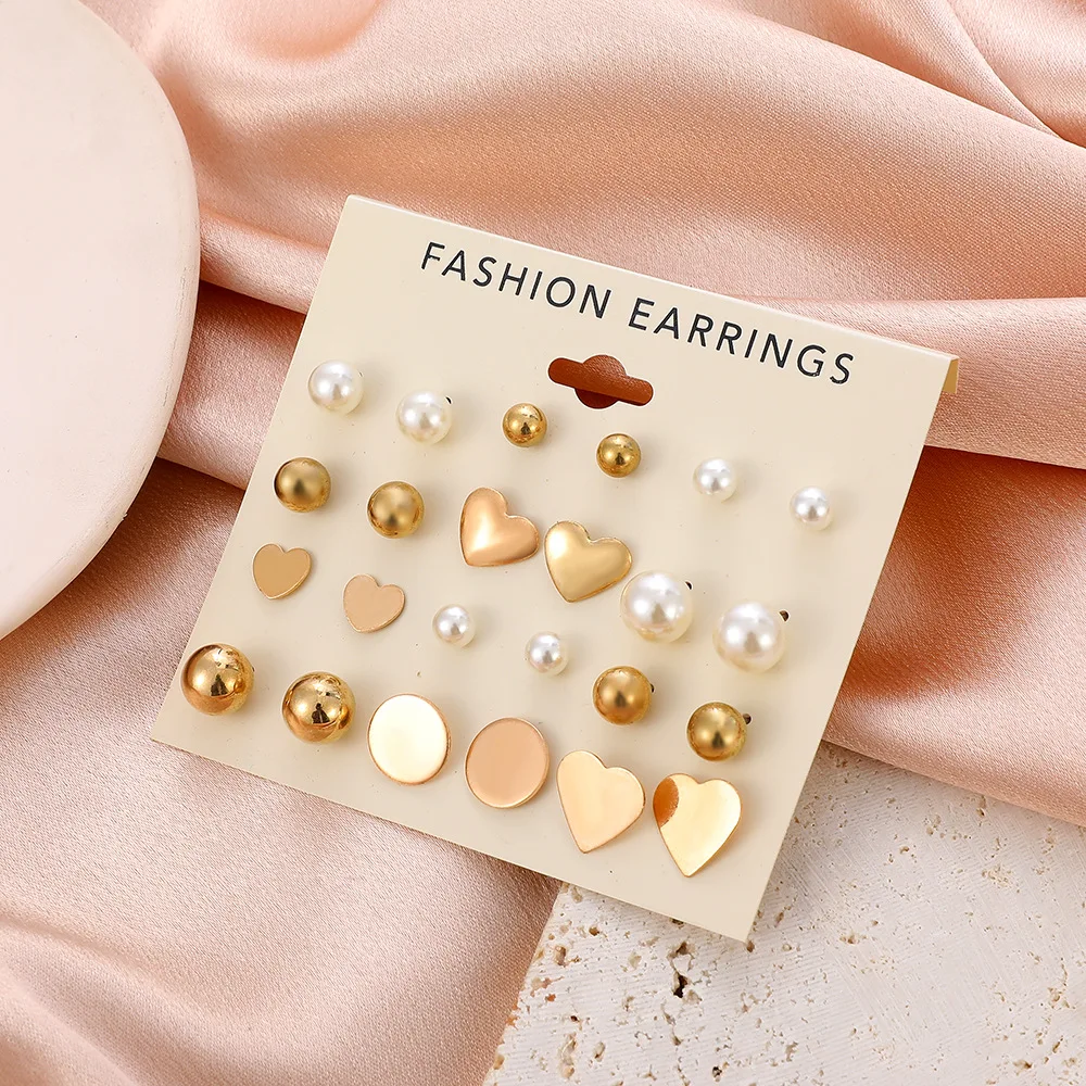 Simple Love Pearl Earrings Set for Women Fashion Creative Geometric Peach Heart Stud Earwear Sweet Card Piercing Pendientes
Simple Love Pearl Earrings Set for Women Fashion Creative Geometric Peach Heart Stud Earwear Sweet Card Piercing Pendientes