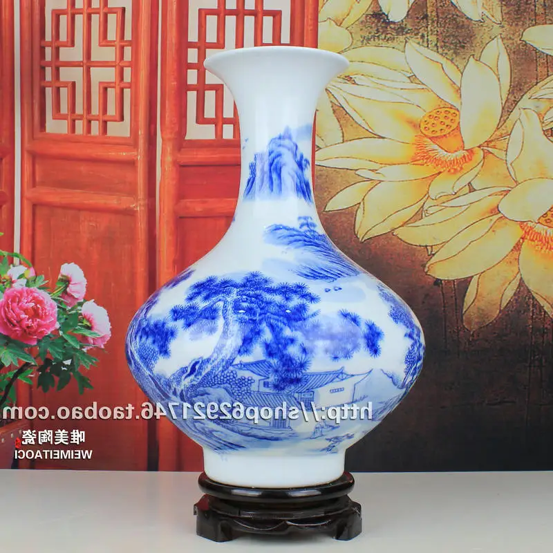 blue Ceramics and white porcelain modern fashion quality handmade antique vase home decoration 
blue Ceramics and white porcelain modern fashion quality handmade antique vase home decoration