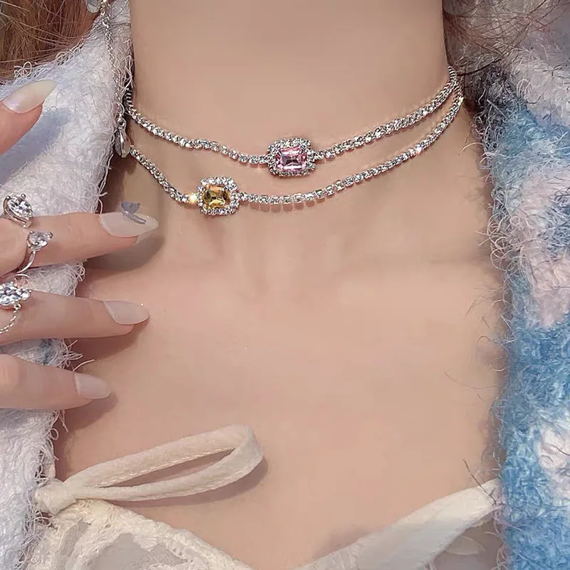 Korean Style Pink Zircon Necklace Personality Simple Temperament Collarbone Chain Light Luxury Choker Necklace for Women Jewelry
Korean Style Pink Zircon Necklace Personality Simple Temperament Collarbone Chain Light Luxury Choker Necklace for Women Jewelry