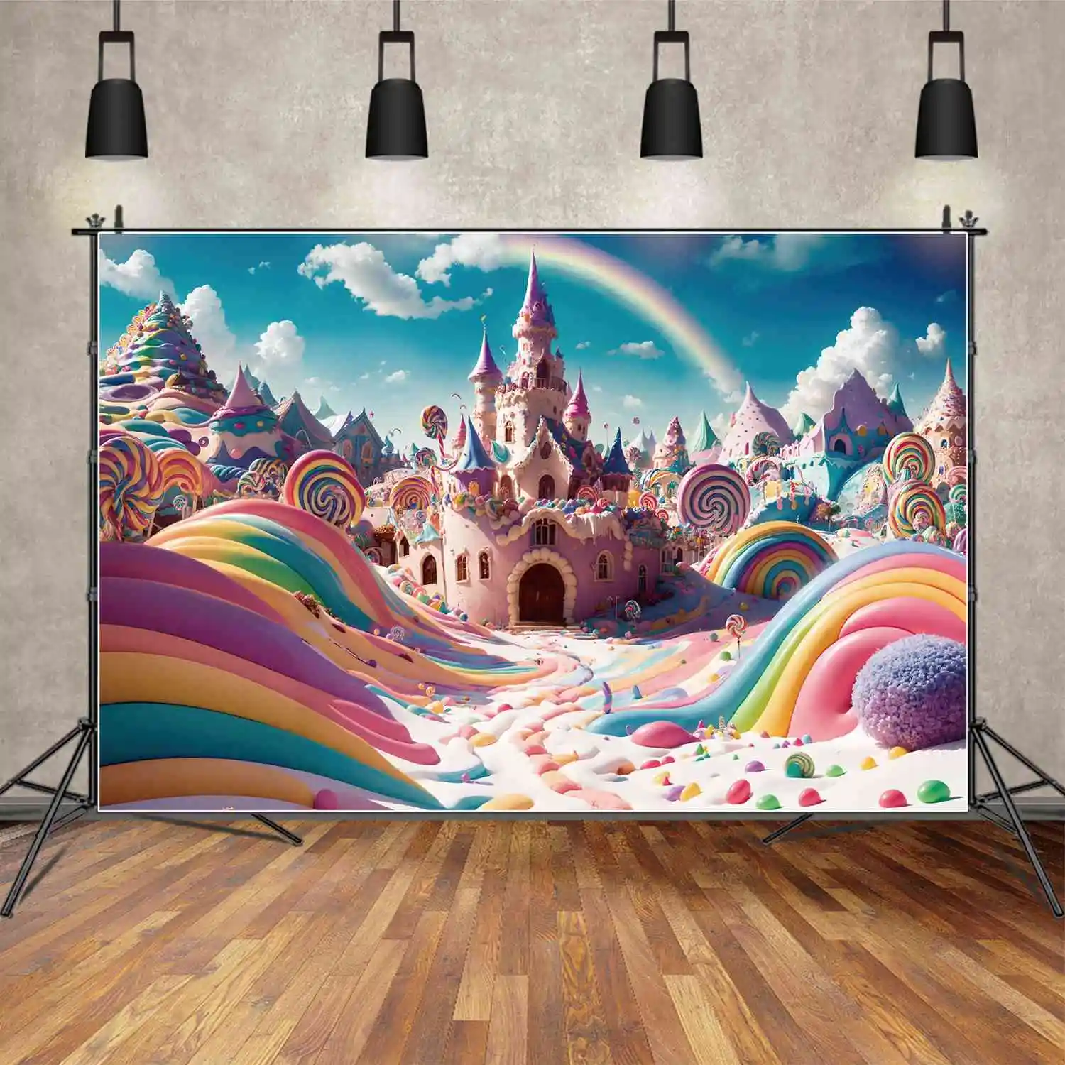 Cream Candyland Birthday Photography Backdrops Lollipop Cake Castle Customized Children'S Photo Booth Photo Backgrounds
Cream Candyland Birthday Photography Backdrops Lollipop Cake Castle Customized Children'S Photo Booth Photo Backgrounds