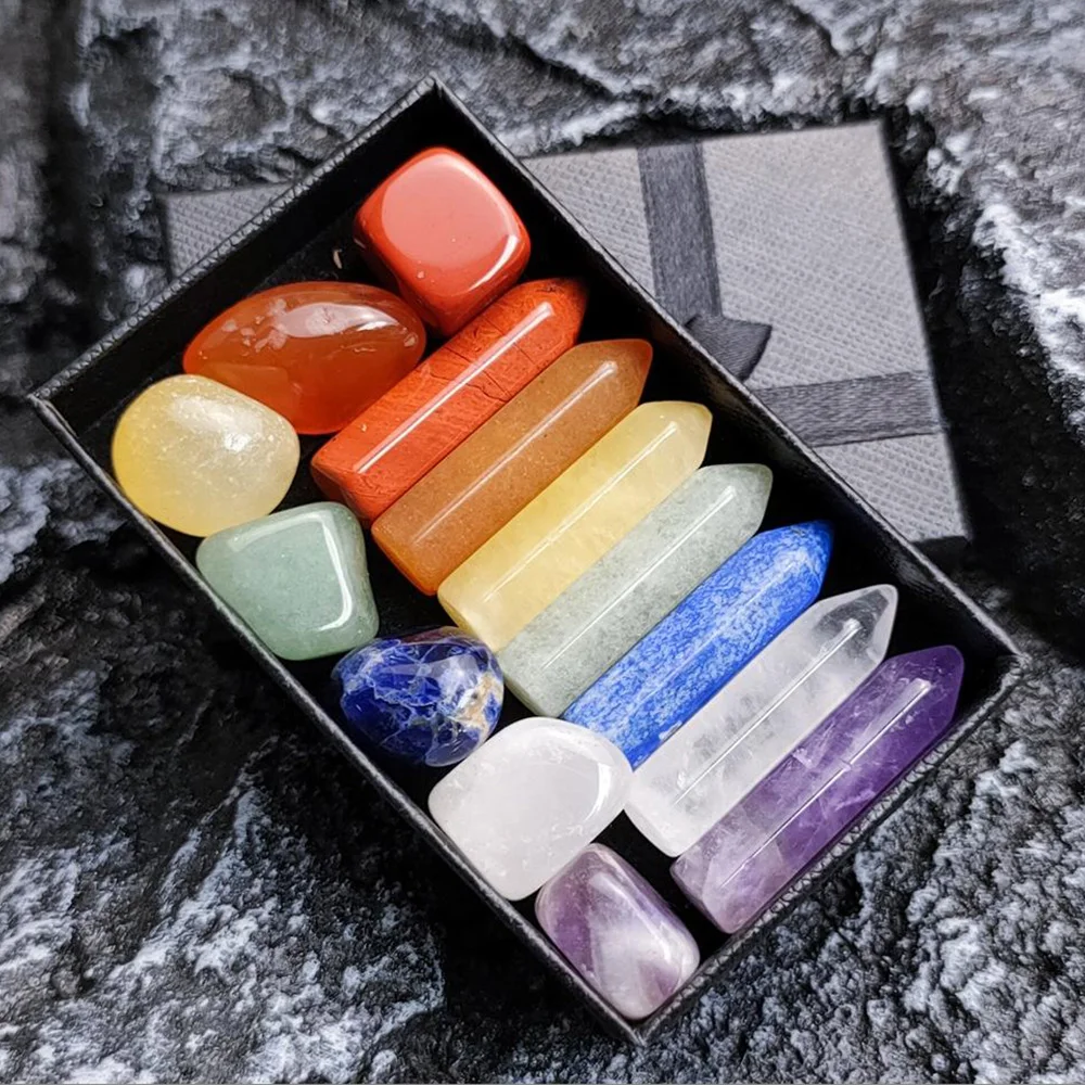 Natural Crystals Stones 7 Chakra Point Reiki Healing Quartz Mineral Ornament Gemstone Home Decor Craft Gift Box
Natural Crystals Stones 7 Chakra Point Reiki Healing Quartz Mineral Ornament Gemstone Home Decor Craft Gift Box