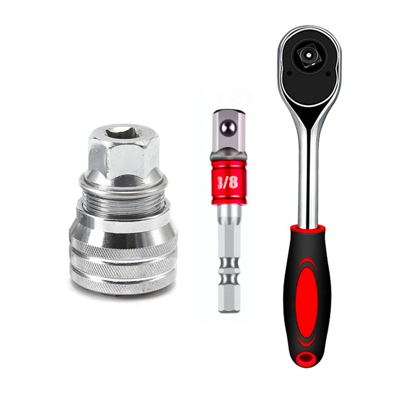 3 Pcs Universal Socket Wrench Set 3/8In Drive 10-19 Mm Adjustable Torque Ratchet Socket Adapter With 3/8 Ratchet Wrench
3 Pcs Universal Socket Wrench Set 3/8In Drive 10-19 Mm Adjustable Torque Ratchet Socket Adapter With 3/8 Ratchet Wrench