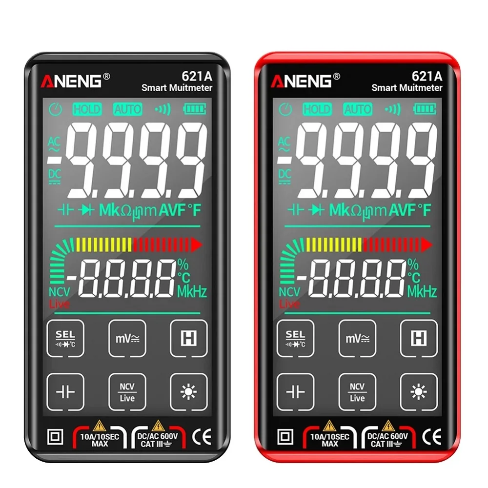 

ANENG 621A Digital Multimeter 9999 Counts True RMS Auto Range Touch Screen Smart Multimetro DC/AC Voltage Current Tester Meter