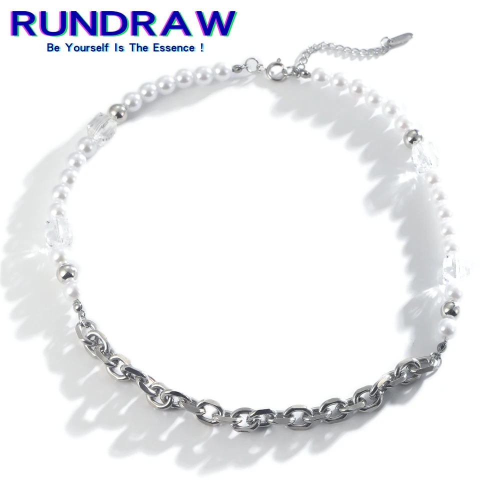 RUNDRAW Silver Color Fashion Stitching Tag Pendant Pearl Men Women Necklace For Wedding Festive Dinner Necklaces
RUNDRAW Silver Color Fashion Stitching Tag Pendant Pearl Men Women Necklace For Wedding Festive Dinner Necklaces