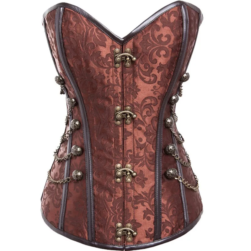 Women's Gothic Corset Top Steel Boned Busk Closure Metal Accents Overbust Gothic Steampunk Corset Bustier Gothique Clothing
Women's Gothic Corset Top Steel Boned Busk Closure Metal Accents Overbust Gothic Steampunk Corset Bustier Gothique Clothing