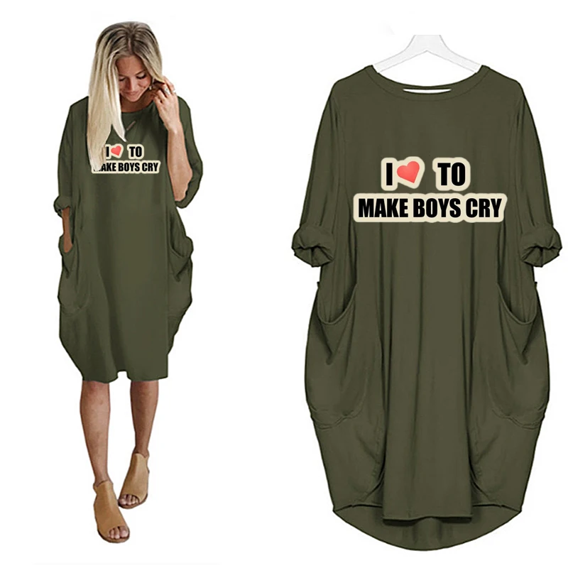 Letter Print Dresses for Women Casual I Love To Text Series Pocket Long Sleeve Midi Dress Loose Autumn Solid Daily Ladies Dress
Letter Print Dresses for Women Casual I Love To Text Series Pocket Long Sleeve Midi Dress Loose Autumn Solid Daily Ladies Dress