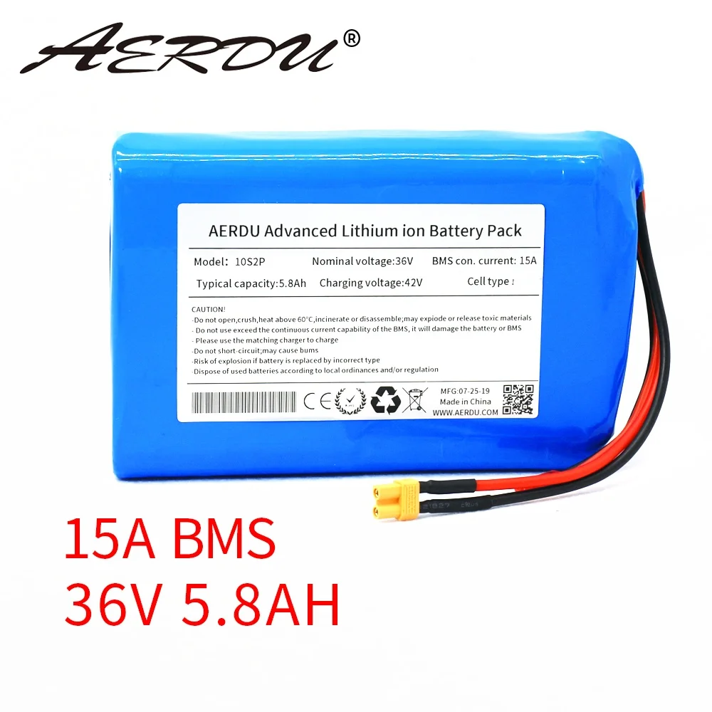AERDU 36V 5.8AH 6Ah 5Ah 10S2P 400Watt 18650 LI-ION BATTERY PACK EBIKE SCOOTER MOTOR SKATEBOARD 15A BMS XT30 JST 42V
AERDU 36V 5.8AH 6Ah 5Ah 10S2P 400Watt 18650 LI-ION BATTERY PACK EBIKE SCOOTER MOTOR SKATEBOARD 15A BMS XT30 JST 42V