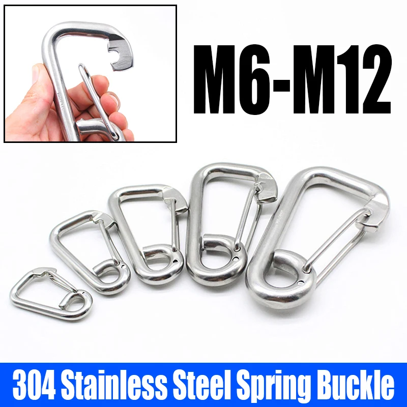 1PCS M6-M12 304 Stainless Steel Spring Buckle Carabiner Snap Hook Link Spring Clasp Quick Hanging Hook Safety Buckle Hook
1PCS M6-M12 304 Stainless Steel Spring Buckle Carabiner Snap Hook Link Spring Clasp Quick Hanging Hook Safety Buckle Hook