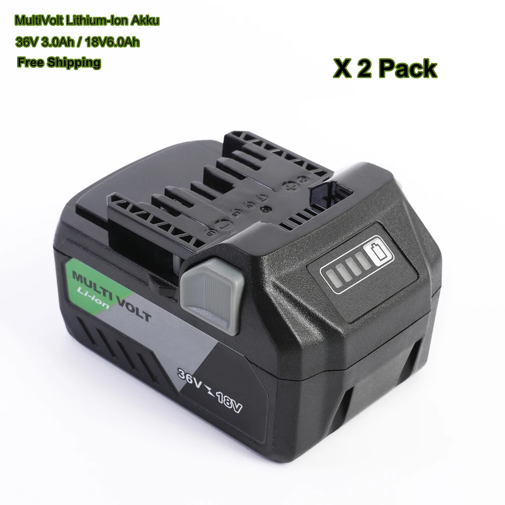 2 Pack New 36V/18V MultiVolt Lithium-Ion Slide Battery 3.0Ah/6.0Ah for Hikoki Hitachi Metabo HPT 18V 36V Power Tools, BSL36A18
2 Pack New 36V/18V MultiVolt Lithium-Ion Slide Battery 3.0Ah/6.0Ah for Hikoki Hitachi Metabo HPT 18V 36V Power Tools, BSL36A18