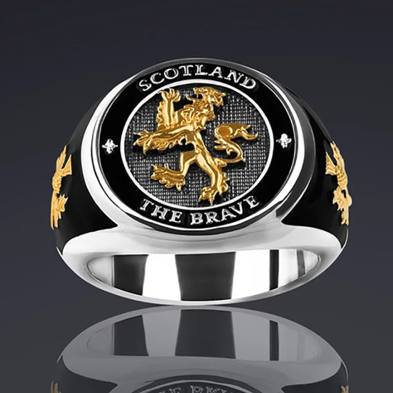 High Quality Men's Scotland The Brave Domineering Golden Lion King Maple Metal Ring for Male Party Jewelry Size 6-14
High Quality Men's Scotland The Brave Domineering Golden Lion King Maple Metal Ring for Male Party Jewelry Size 6-14