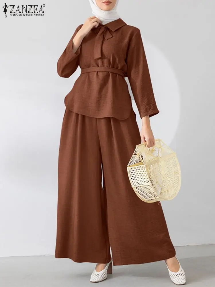 ZANZEA Fashion Muslim Matching Sets Women Long Sleeve Blouse Wide Leg Pants Sets Solid Loose Dubai Turkey Trouser Suits 2PCS
ZANZEA Fashion Muslim Matching Sets Women Long Sleeve Blouse Wide Leg Pants Sets Solid Loose Dubai Turkey Trouser Suits 2PCS