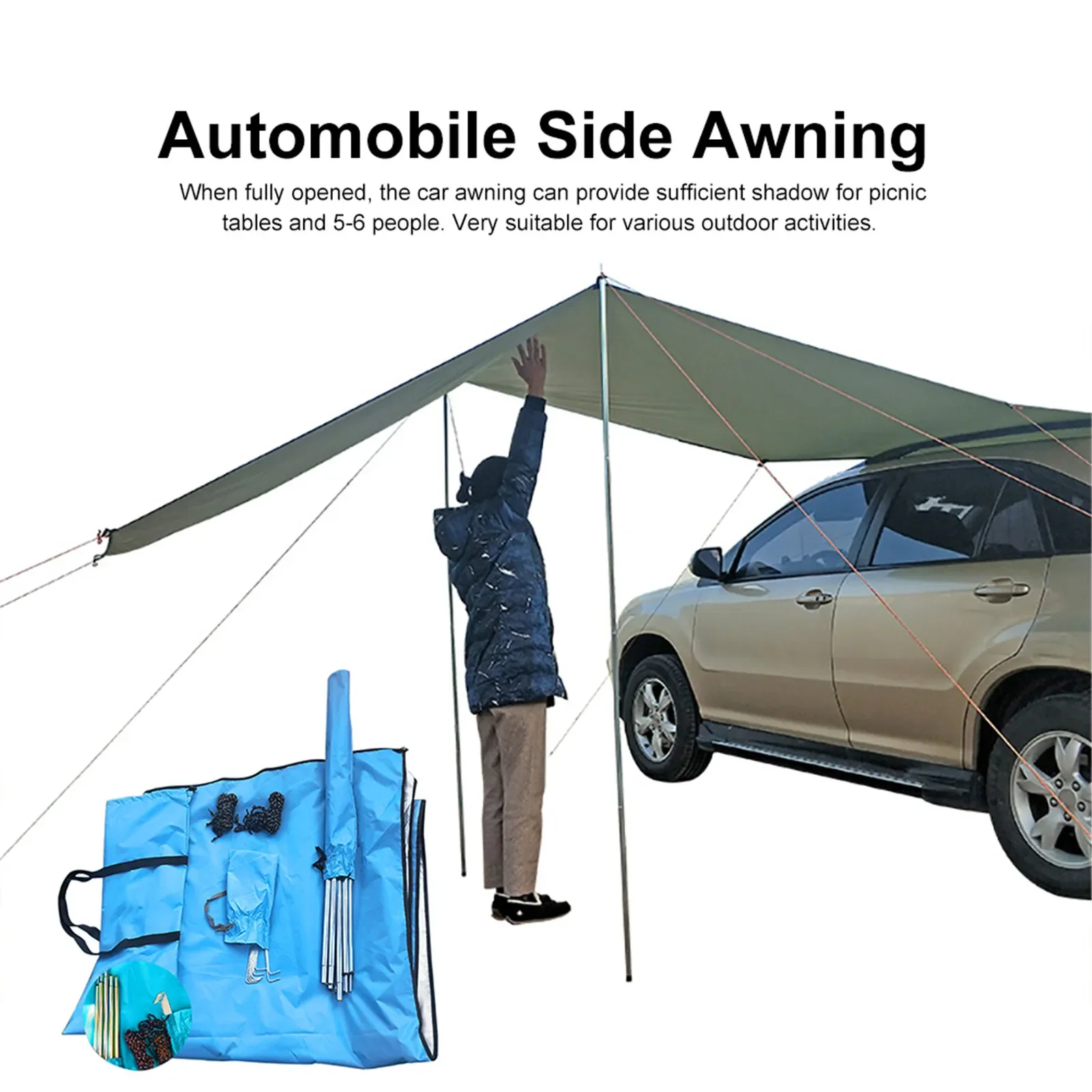 

Tent Toldo Lateral Car Side Awning Roof Top Tent Awning Waterproof UV Portable Camping Tent Automobile Rooftop Rain Canopy