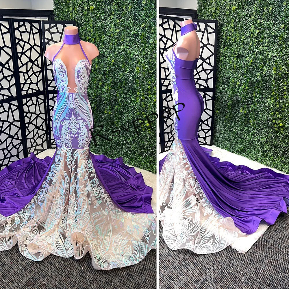 Contrast Purple Mermaid Long Prom Dresses 2023 For Black Girl Sparkly Sequin Front Sheer Top High Neck Women Party Gowns
Contrast Purple Mermaid Long Prom Dresses 2023 For Black Girl Sparkly Sequin Front Sheer Top High Neck Women Party Gowns
