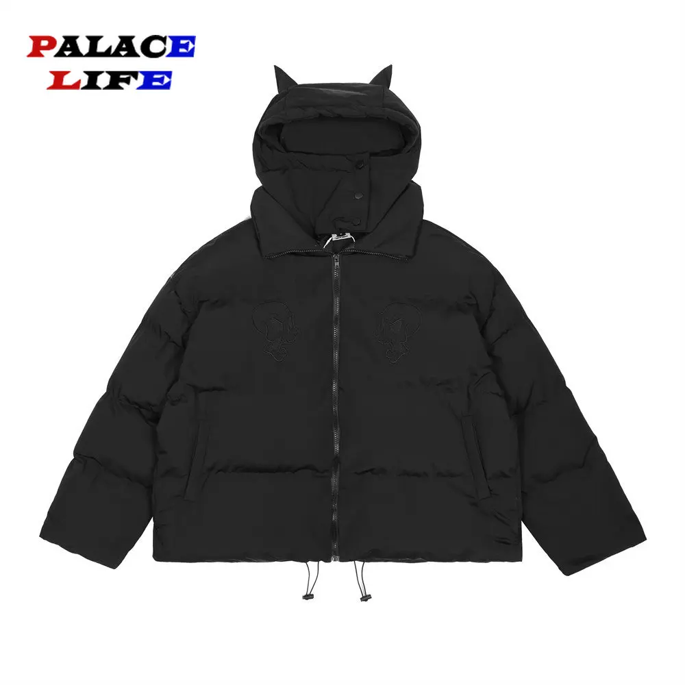 Men Hip Hop Parka Embroidered Skull Jacket Streetwear Devil Horns Designer Hooded Padded Jacket Coat Harajuku Winter Outwear
Men Hip Hop Parka Embroidered Skull Jacket Streetwear Devil Horns Designer Hooded Padded Jacket Coat Harajuku Winter Outwear