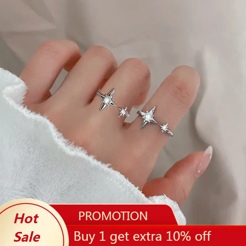 

Открытое кольцо из стерлингового серебра 925 пробы со звездой из циркония на указательный палец для женщин и девушек модное минималистичное ювелирное изделие вечерние подарок для помолвки
