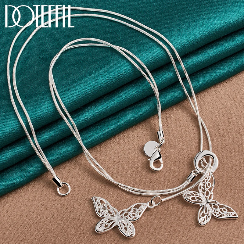 Ожерелье DOTEFFIL из серебра 925 пробы с кулоном в виде двух бабочек, Двойная Цепочка змеи для женщин, ювелирные изделия для помолвки на свадьбу
Ожерелье DOTEFFIL из серебра 925 пробы с кулоном в виде двух бабочек, Двойная Цепочка змеи для женщин, ювелирные изделия для помолвки на свадьбу