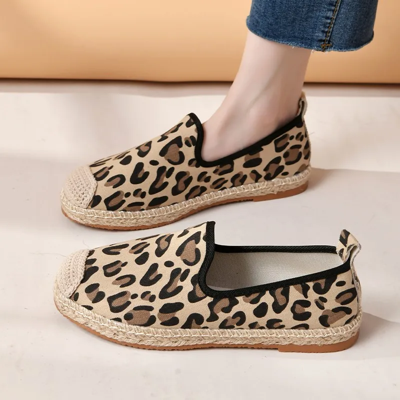 

Womens Shoes Leopard Print Ballet Flats Espadrilles Fashion Canvas Casual Women's Flat Shoes Zapatillas Mujer Sneakers Women