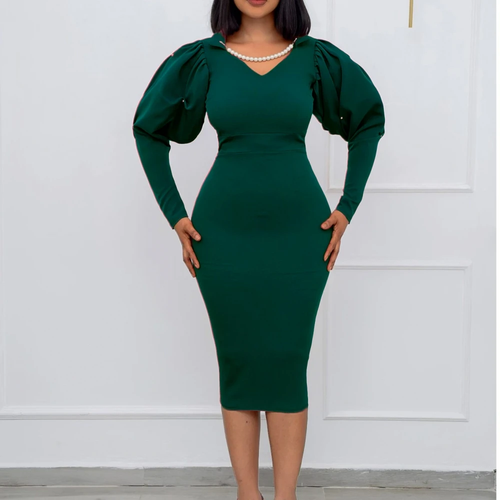 African Dresses For Women Summer Autumn Africa Clothing Lantern Long Sleeve Sexy V-Neck Slim Midi Dress Office Lady Party
African Dresses For Women Summer Autumn Africa Clothing Lantern Long Sleeve Sexy V-Neck Slim Midi Dress Office Lady Party