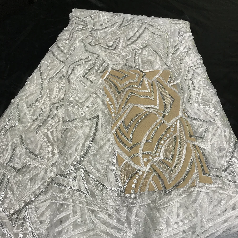 2022 Latest African Nigerian Net Lace Sequins Embroidered Thread Beaded Fabric for Sewing Bridal White Wedding Dresses Materials
2022 Latest African Nigerian Net Lace Sequins Embroidered Thread Beaded Fabric for Sewing Bridal White Wedding Dresses Materials