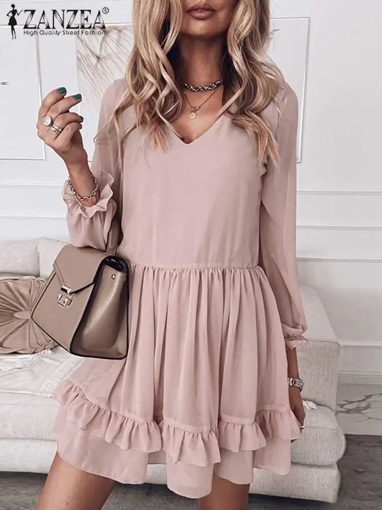 ZANZEA Fashion OL Puff Sleeve Sundress Women Elegant Ruffled Party Dresses 2022 Knee Vestidos Oversized Casual Solid Robes Femme
ZANZEA Fashion OL Puff Sleeve Sundress Women Elegant Ruffled Party Dresses 2022 Knee Vestidos Oversized Casual Solid Robes Femme