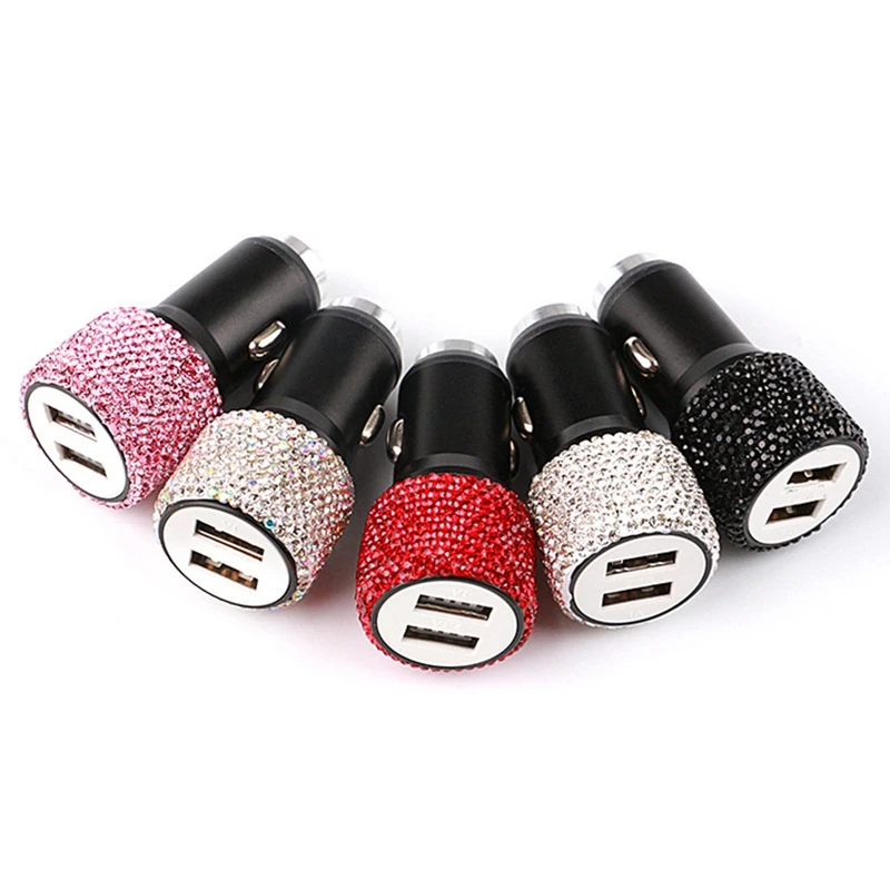 USB Car Charger 5V 2.1A Dual Port Fast Adapter Pink Car Decor Car Styling Bling Diamond Car Accessories Interior For Woman
USB Car Charger 5V 2.1A Dual Port Fast Adapter Pink Car Decor Car Styling Bling Diamond Car Accessories Interior For Woman