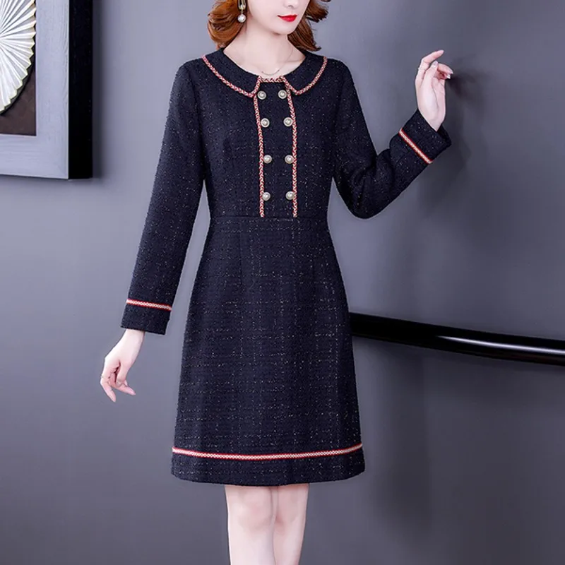 Autumn Winter High Quality Runway Fashion Women Long Sleeve double breasted Tweed Dresses Vesitdos
Autumn Winter High Quality Runway Fashion Women Long Sleeve double breasted Tweed Dresses Vesitdos
