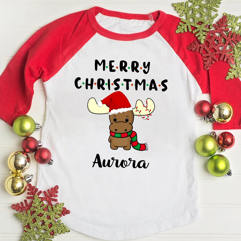 Custom Name Christmas T-shirt Childs Personalised Raglan Clothes Xmas Party Gift Sibling Raglan Tees Boys Girls Long Sleeve Tops
Custom Name Christmas T-shirt Childs Personalised Raglan Clothes Xmas Party Gift Sibling Raglan Tees Boys Girls Long Sleeve Tops