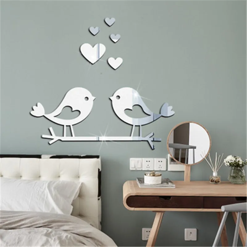 Cartoon Lover Bird Shape Wedding Decoration DIY Acrylic Mirror Wall Sticker Decal Mirror Room Home Decor наклейки на стену 
Cartoon Lover Bird Shape Wedding Decoration DIY Acrylic Mirror Wall Sticker Decal Mirror Room Home Decor наклейки на стену