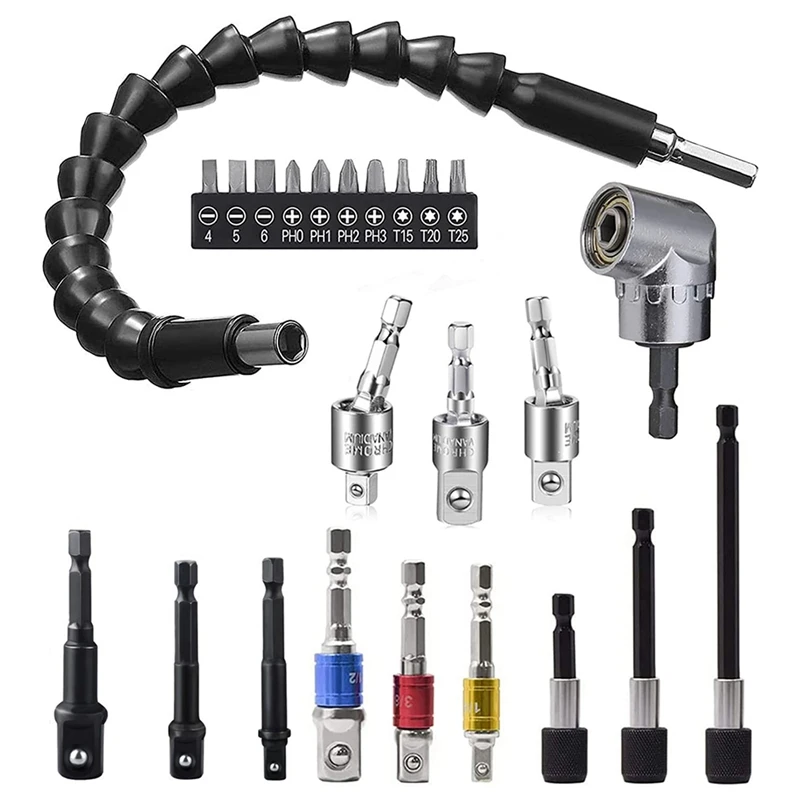 Flexible Drill Bit Extension Set, Impact Socket Adapter Set, 360 Degree Rotatable Socket Adapter, Quick Change Bits
Flexible Drill Bit Extension Set, Impact Socket Adapter Set, 360 Degree Rotatable Socket Adapter, Quick Change Bits